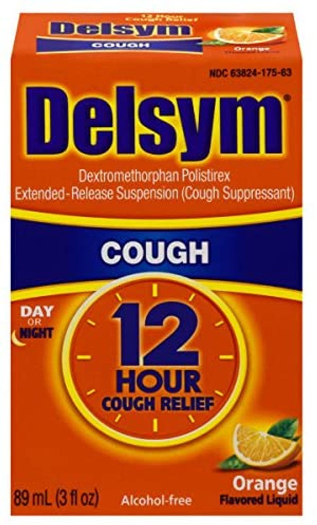 Delsym Adult Cough Suppressant Orange Flavored Liquid, 3 oz